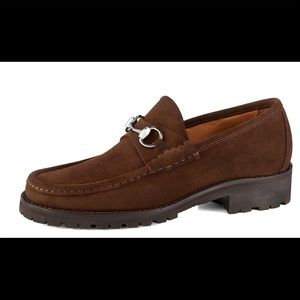 GUCCI Horsebit Loafer Moccasin Brown Suede Flats